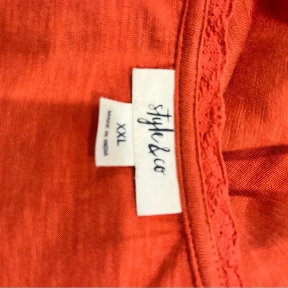 Style and Co XXL Button front long bell sleeve blouse shirt w lace overlay - Picture 7 of 8